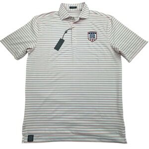 Turtleson Rory Polo Shirt Mens Medium White Senior Nation Golf Performance NWT